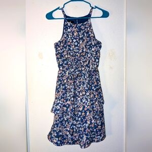 XS Floral blue dress with ruffles